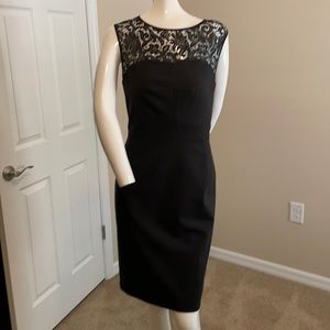 BOSS HUGO LIGHTWEIGHT WOOL LACE INSET TOP SMOOTH SHEATH DRESS NWOT size 6
